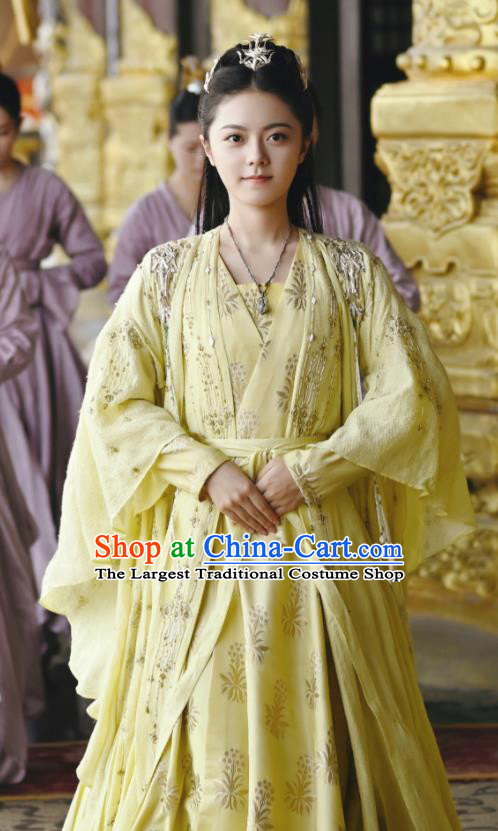 China Traditional Young Lady Clothing Ancient Fairy Yellow Dress Garments Romance Drama The Blessed Girl Ling Long Costumes