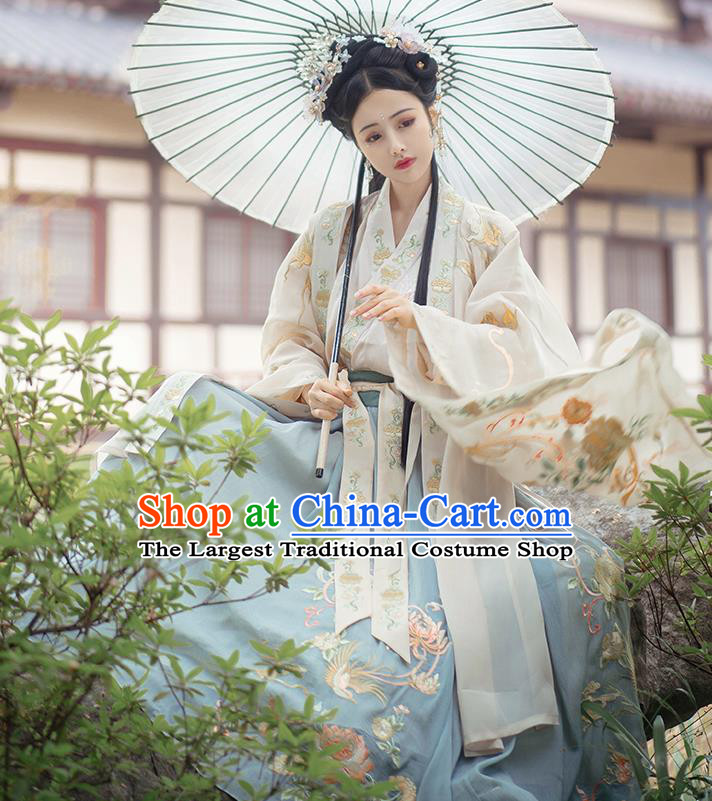 Ancient China Jin Dynasty Royal Princess Historical Costumes Traditional Embroidered Hanfu Clothing for Women