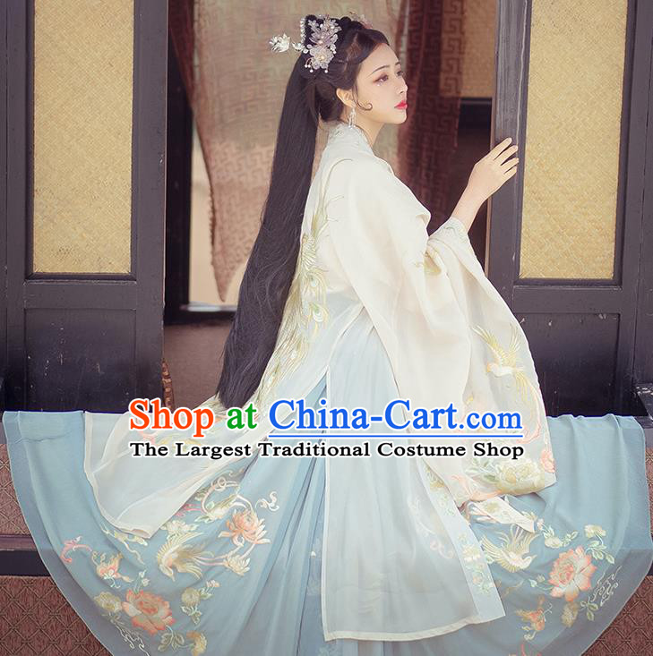 Ancient China Jin Dynasty Royal Princess Historical Costumes Traditional Embroidered Hanfu Clothing for Women