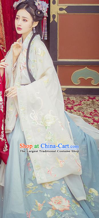 Ancient China Jin Dynasty Royal Princess Historical Costumes Traditional Embroidered Hanfu Clothing for Women