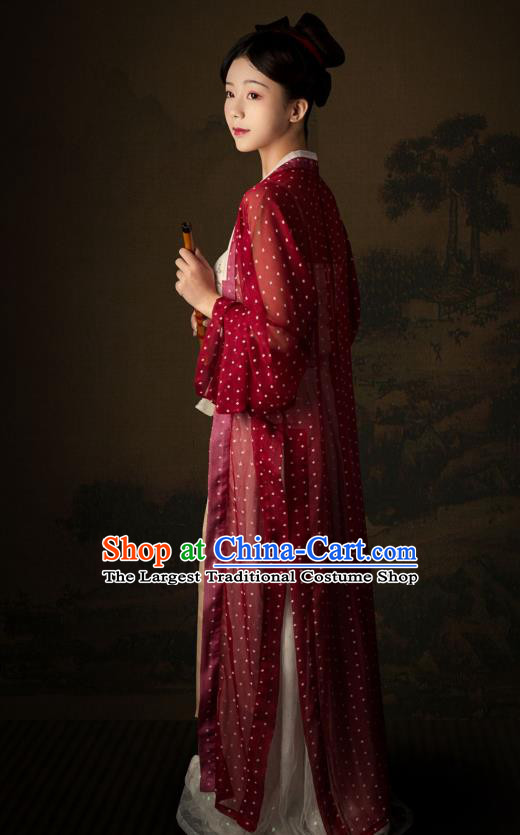 China Traditional Song Dynasty Young Lady Historical Costumes Ancient Village Woman Hanfu Apparels Clothing