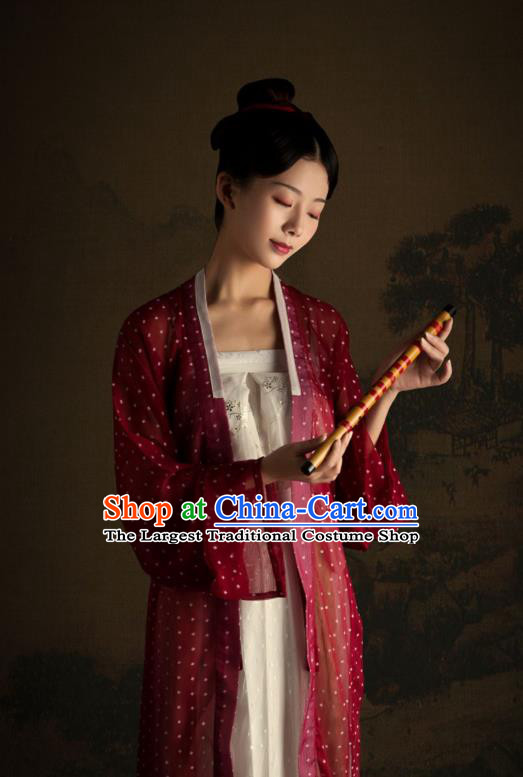 China Traditional Song Dynasty Young Lady Historical Costumes Ancient Village Woman Hanfu Apparels Clothing