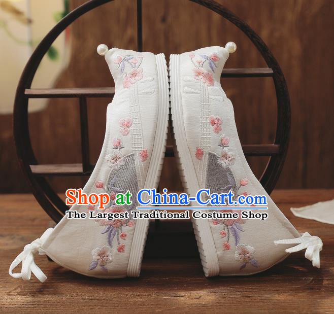 China National White Cloth Shoes Traditional Shoes Embroidered Shoes Handmade Hanfu Bow Shoes