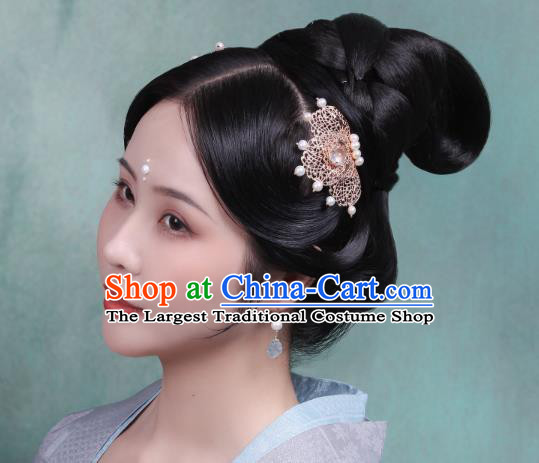 Chinese Handmade Song Dynasty Empress Hairpin Traditional Hanfu Hair Accessories Ancient Princess Golden Hair Comb