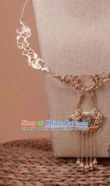 China Traditional Hanfu Golden Tassel Necklace Handmade Ancient Princess Necklet Accessories