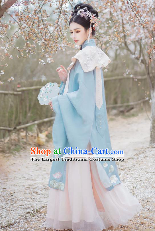 China Ancient Ming Dynasty Court Beauty Hanfu Dress Clothing Complete Set