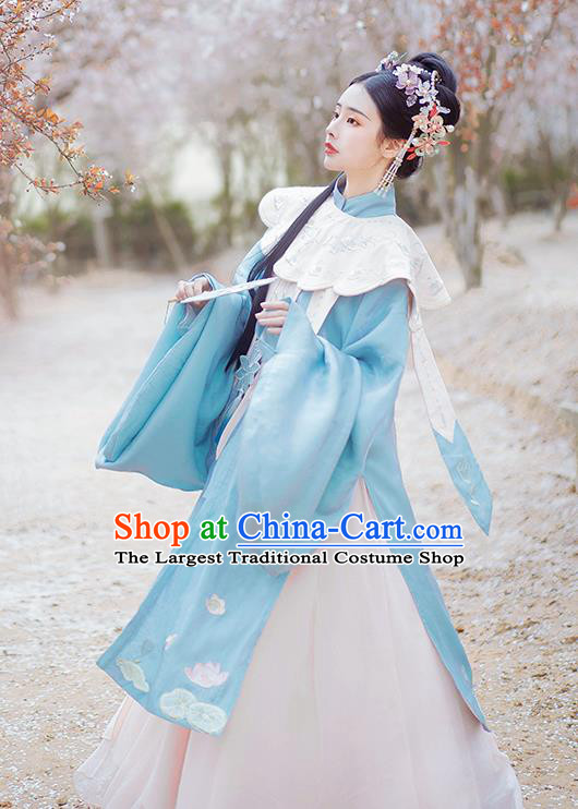 China Ancient Ming Dynasty Court Beauty Hanfu Dress Clothing Complete Set