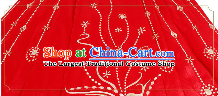 China Traditional Ming Dynasty Wedding Red Hanfu Dress Ancient Bride Historical Clothing for Women