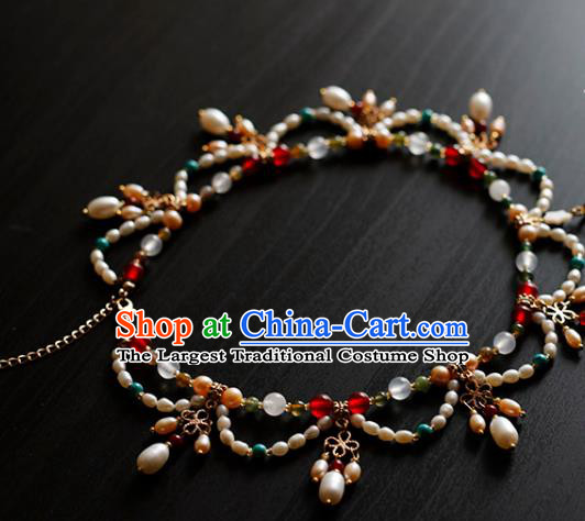China Traditional Tang Dynasty Pearls Necklace Accessories Handmade Hanfu Necklet Jewelry