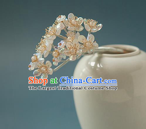 Chinese Handmade Crystal Pear Blossom Hair Stick Traditional Ming Dynasty Hanfu Hairpin