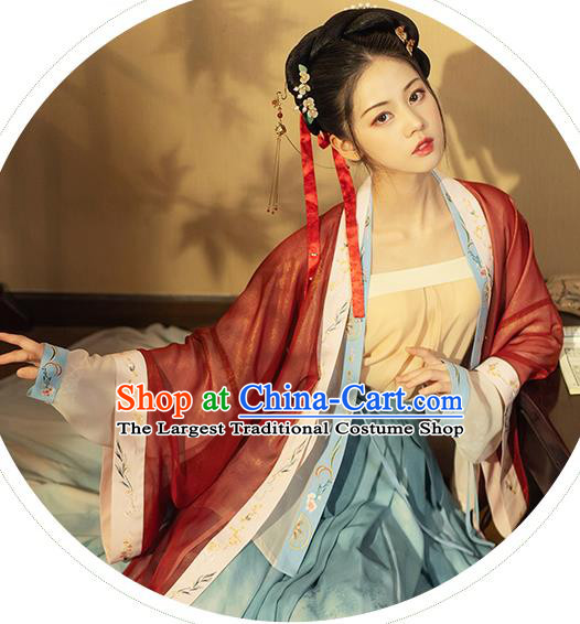 China Ancient Young Beauty Hanfu Dress Garment Traditional Song Dynasty Nobility Lady Costumes