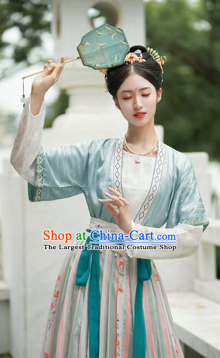 China Traditional Tang Dynasty Palace Lady Historical Costumes Ancient Court Maid Hanfu Dress Garment