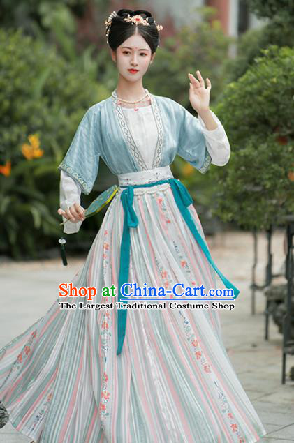 China Traditional Tang Dynasty Palace Lady Historical Costumes Ancient Court Maid Hanfu Dress Garment