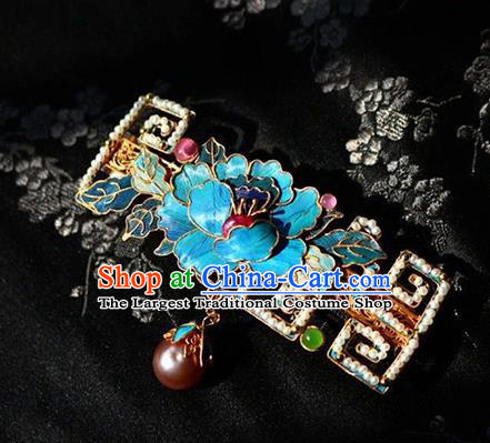 China Handmade Necklet Pendant Jewelry Traditional Qing Dynasty Cloisonne Peony Necklace Accessories