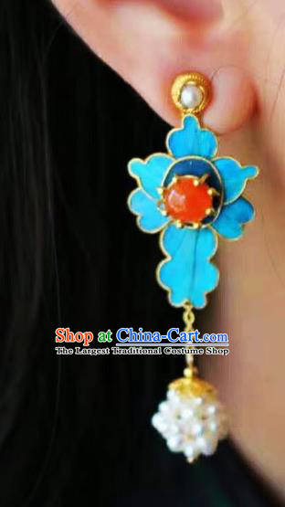 China Classical Pearls Ball Ear Jewelry Traditional Cheongsam Earrings