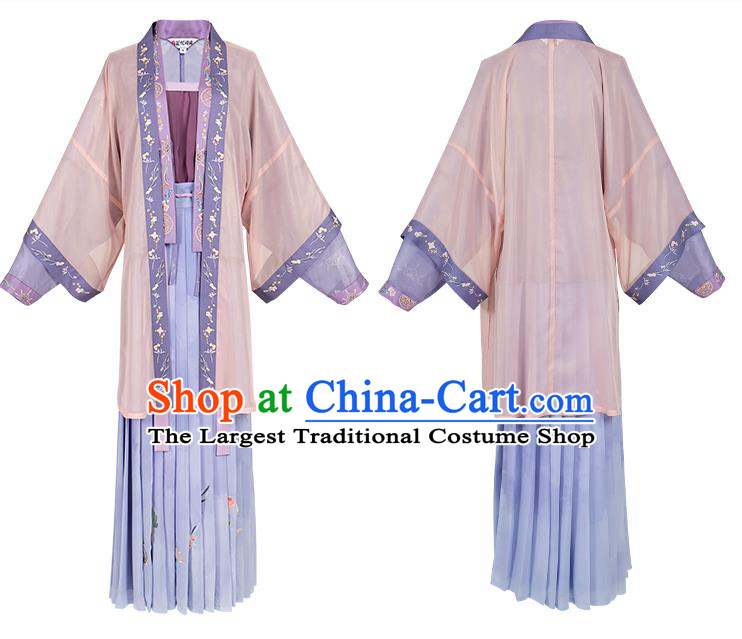 Traditional China Song Dynasty Historical Costumes Ancient Royal Princess Lilac Hanfu Dress Garment