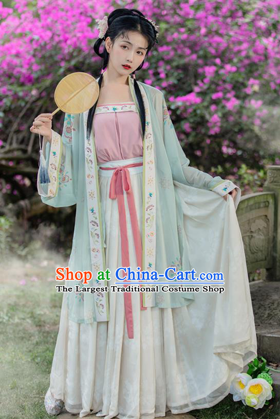 Traditional China Ancient Village Girl Hanfu Dress Garment Song Dynasty Young Lady Historical Costumes