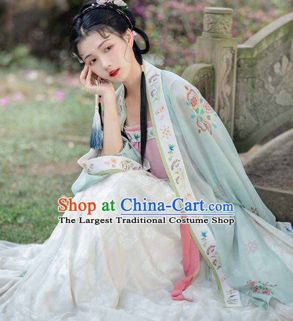 Traditional China Ancient Village Girl Hanfu Dress Garment Song Dynasty Young Lady Historical Costumes