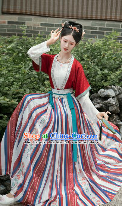 China Ancient Palace Lady Hanfu Dress Garment Traditional Tang Dynasty Court Beauty Historical Clothing Full Set
