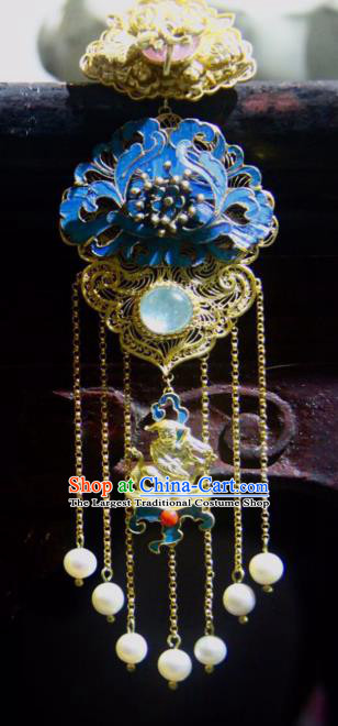 China Traditional Filigree Jewelry Necklace Accessories Qing Dynasty Cloisonne Peony Necklet Pendant