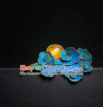 China Traditional Cheongsam Topaz Breastpin Jewelry Handmade Blueing Cloud Brooch Accessories