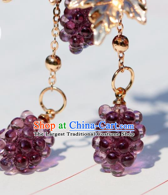 Chinese Handmade Ear Accessories Traditional Song Dynasty Palace Lady Grape Earrings