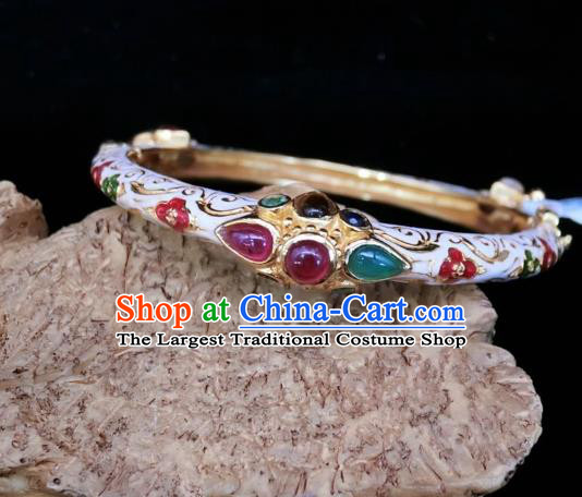 Handmade Chinese National Enamel Bracelet Gems Bangle Wristlet Accessories