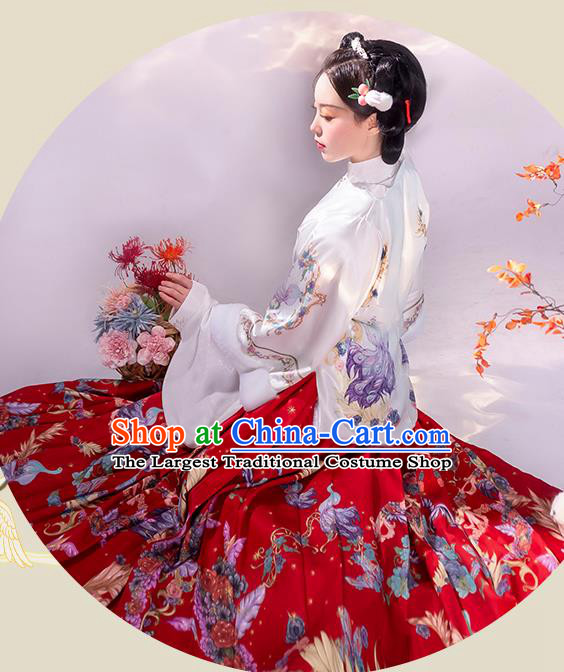 Traditional China Ming Dynasty Noble Lady Historical Clothing Ancient Young Beauty Hanfu Dress Apparels