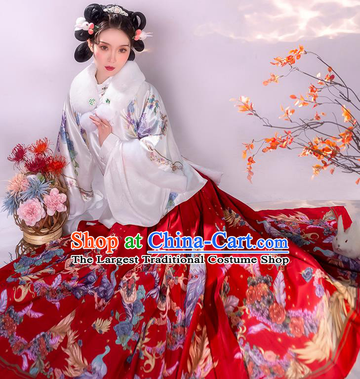 Traditional China Ming Dynasty Noble Lady Historical Clothing Ancient Young Beauty Hanfu Dress Apparels