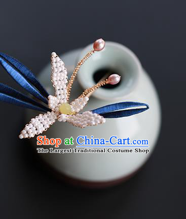 China Classical Beads Orchid Hair Stick Traditional Song Dynasty Princess Hairpin