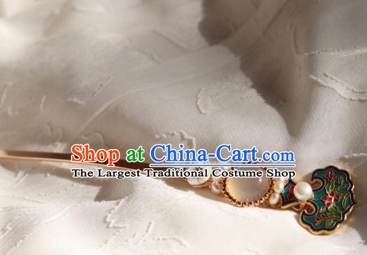 China Traditional Pearls Hairpin Classical Cheongsam Enamel Hair Stick