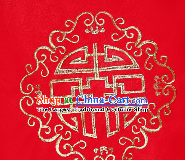 Chinese Embroidered Red Satin Bridal Veil Classical Xiuhe Suit Accessories Traditional Wedding Headpiece