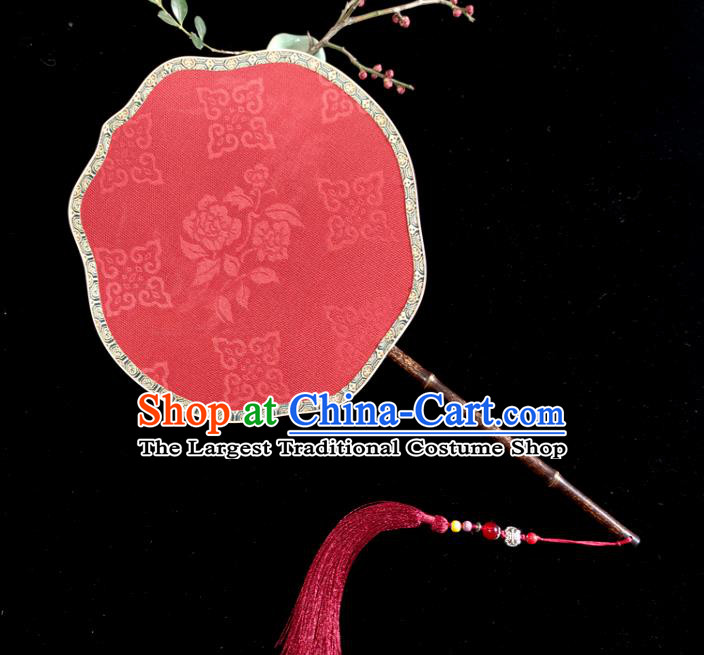 Chinese Handmade Red Silk Fan Traditional Song Dynasty Princess Palace Fan