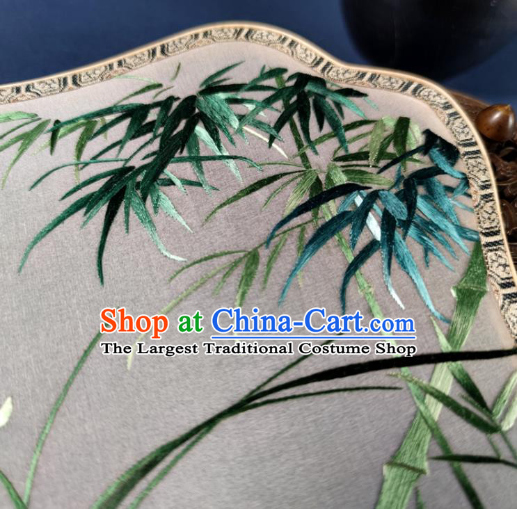 Chinese Classical Dance Silk Fan Traditional Hanfu Fan Handmade Embroidered Orchid Bamboo Palace Fan