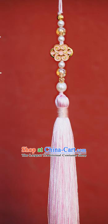 Chinese Classical Pink Tassel Brooch Pendant Traditional Hanfu Enamel Waist Accessories