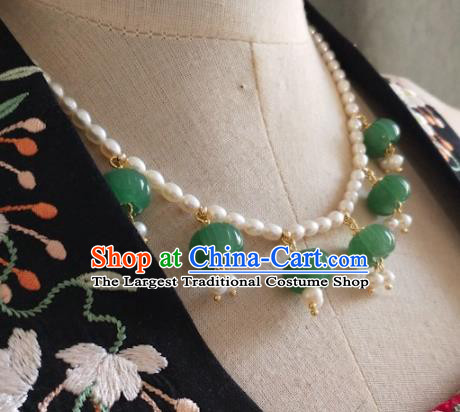 Chinese Traditional Hanfu Pearls Necklace Accessories Classical Aventurine Necklet