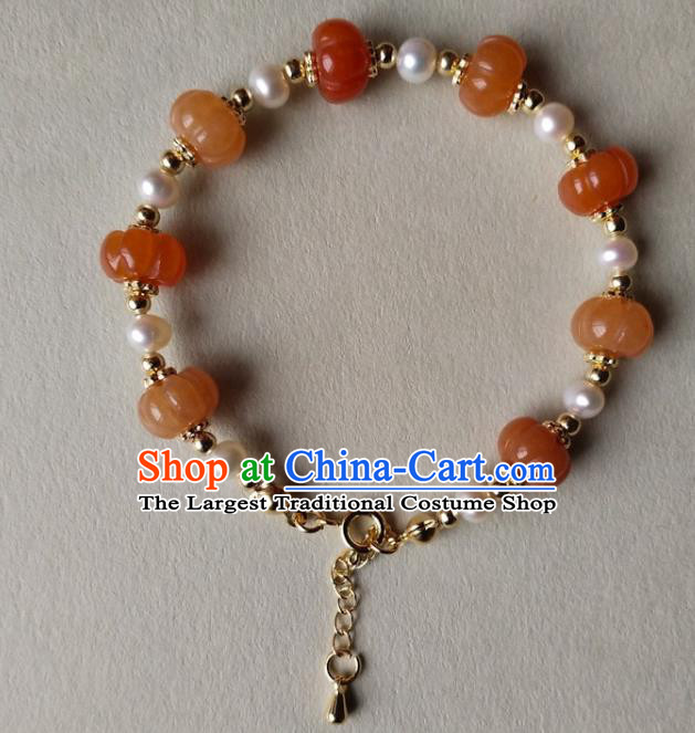 Chinese Traditional Hanfu Agate Wristlet Accessories Classical Pearls Bracelet