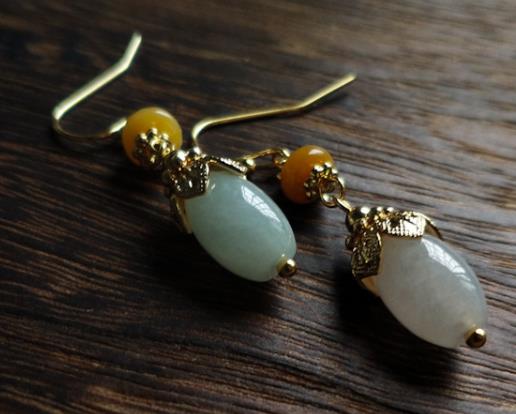 Chinese Handmade Classical Cheongsam Earrings Traditional Aventurine Ear Accessories