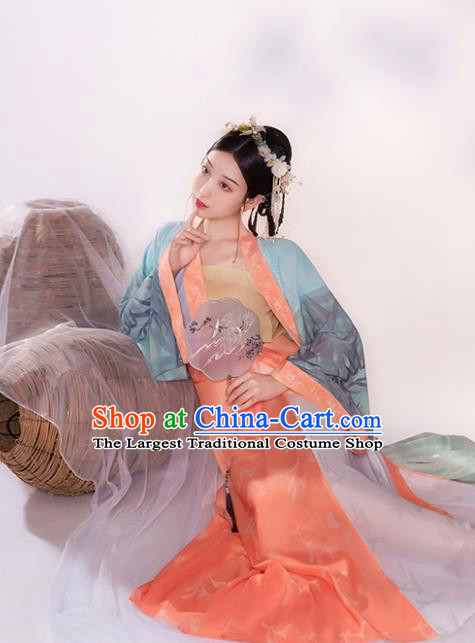 China Ancient Village Girl Hanfu Clothing Traditional Song Dynasty Young Lady Historical Costume Complete Set