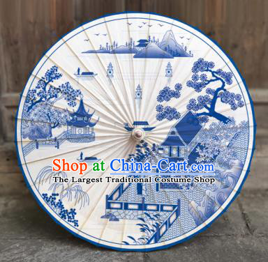 China Classical Dance Umbrella Traditional Handmade Printing Oil Paper Umbrella