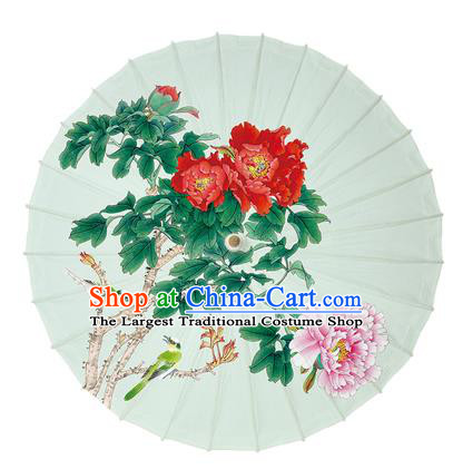 China Classical Peony Pattern Umbrella Traditional Handmade Painting Oil Paper Umbrella