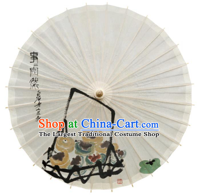 China Traditional Ink Painting Persimmon Umbrella Handmade Cheongsam Dance Oil Paper Umbrella