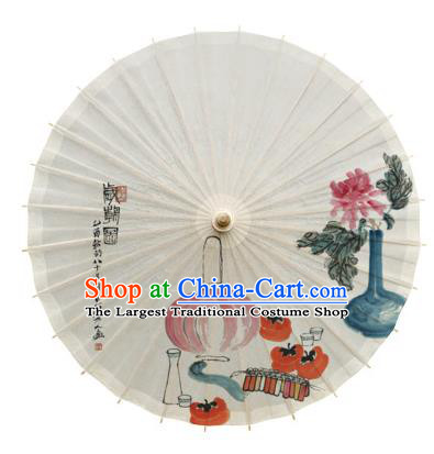 China Handmade Cheongsam Dance Oil Paper Umbrella Traditional Ink Painting Chrysanthemum Lantern Umbrella