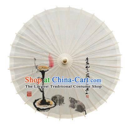 China Handmade Stage Performance Oil Paper Umbrella Traditional Ink Painting Candelabrum Umbrella
