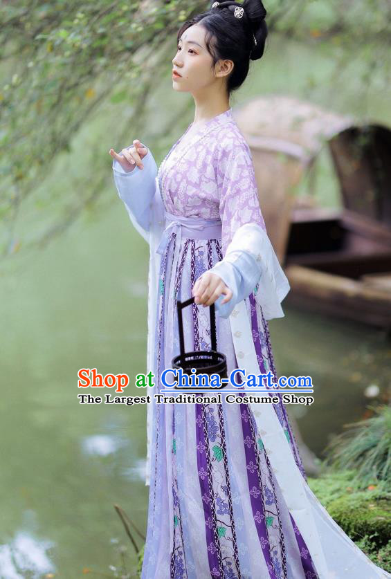 China Traditional Early Tang Dynasty Historical Costumes Ancient Palace Lady Hanfu Apparels Clothing