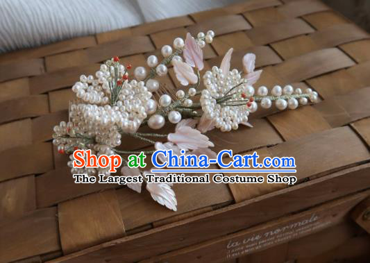 China Handmade Hanfu Plum Blossom Hairpin Traditional Ancient Princess Beads Hair Comb