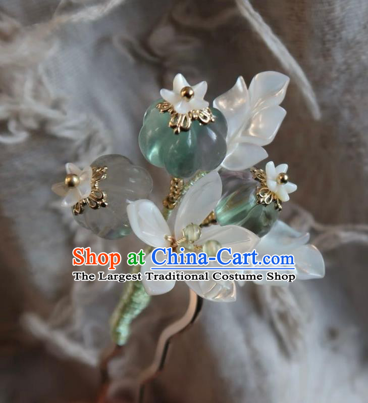 China Handmade Hanfu Shell Mangnolia Hairpin Traditional Ancient Ming Dynasty Princess Hair Stick