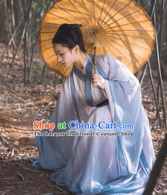 China Traditional Jin Dynasty Nobility Woman Historical Costumes Ancient Female Swordsman Hanfu Dress Clothing