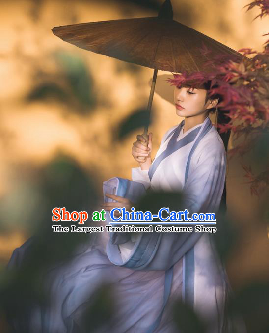 China Traditional Jin Dynasty Nobility Woman Historical Costumes Ancient Female Swordsman Hanfu Dress Clothing