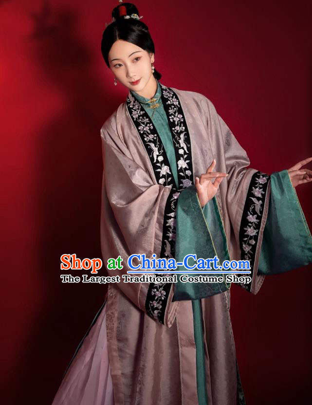 China Ancient Patrician Female Clothing Traditional Hanfu Apparels Song Dynasty Noble Woman Historical Costumes